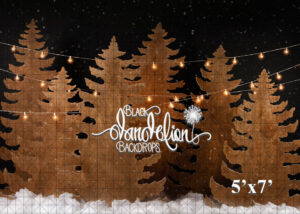 5x7-Stained Christmas Trees at Night-Black Dandelion Backdrops
