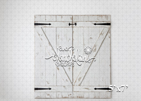 5x7-White Barn doors on White-Black Dandelion Backdrops