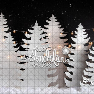 5x7-White Christmas Trees at Night-Black Dandelion Backdrops