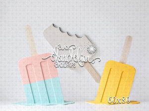 3 Popsicles on White-60x80-Black Dandelion Backdrops