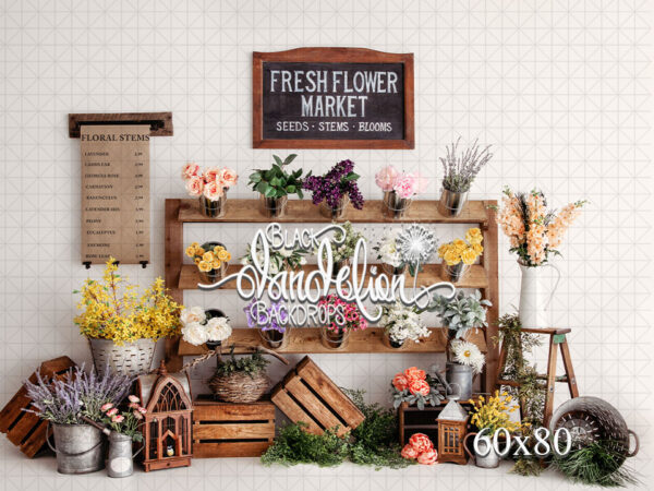 60x80-Fresh Flower Market-Black Dandelion Backdrops
