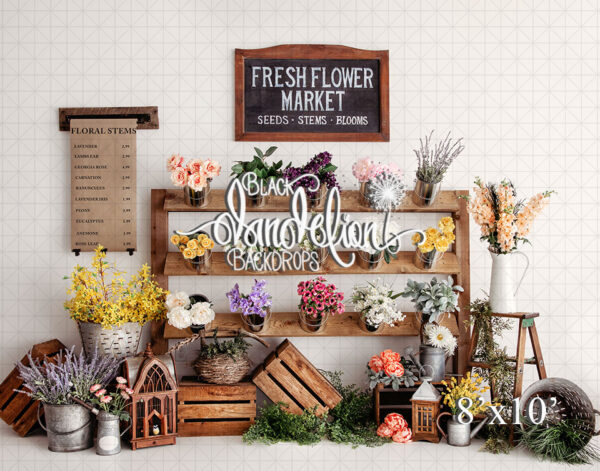 8x10-Fresh Flower Market-Black Dandelion Backdrops