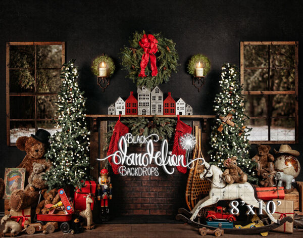 8x10-Santa's Front room-Black Dandelion Backdrops