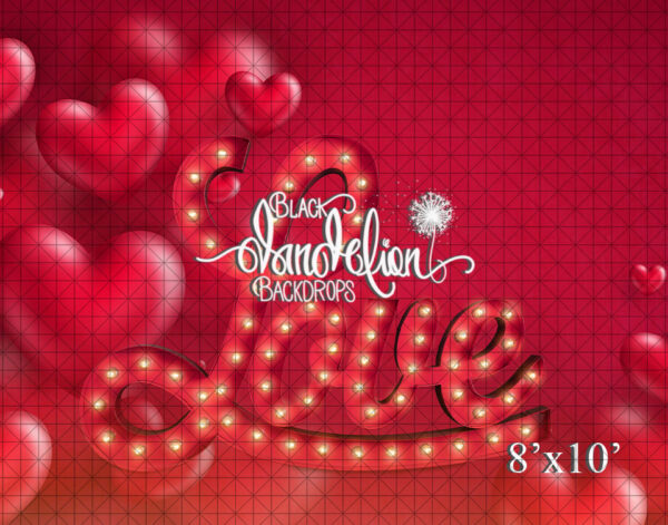 Red Hearts with Love Marquee