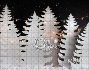 8x10-White Christmas Trees at Night-Black Dandelion Backdrops