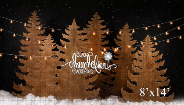 8x14-Stained Christmas Trees at Night-Black Dandelion Backdrops