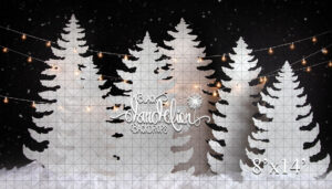 8x14-White Christmas Trees at Night-Black Dandelion Backdrops
