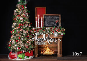 10x7-Gingerbread Christmas on Black-Black Dandelion Backdrops