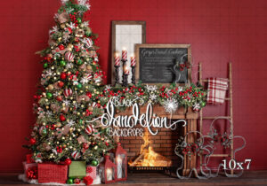 10x7-Gingerbread Christmas on Red-Black Dandelion Backdrops