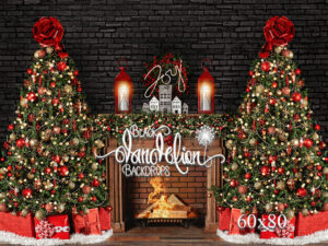 60x80-Black Brick Christmas-Black Dandelion Backdrops