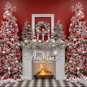 60x80-Candy Cane Christmas Double Tree-Black Dandelion Backdrops