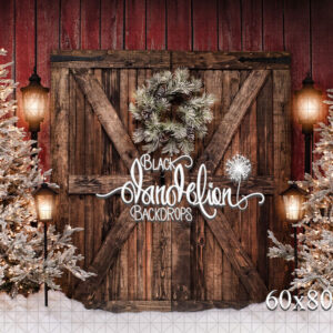 60x80-Red Barn Entry-Black Dandelion Backdrops