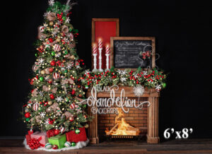 6x8-Gingerbread Christmas on Black-Black Dandelion Backdrops