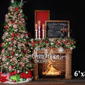 6x8-Gingerbread Christmas on Black-Black Dandelion Backdrops