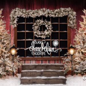 6x8-Red Barn Christmas-Black Dandelion Backdrops