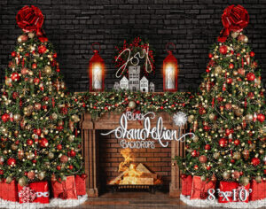 8x10-Black Brick Christmas-Black Dandelion Backdrops