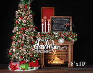 8x10-Gingerbread Christmas on Black-Black Dandelion Backdrops