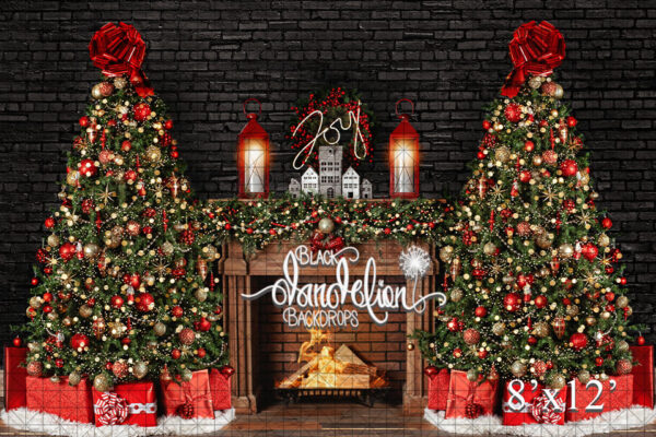8x12-Black Brick Christmas-Black Dandelion Backdrops