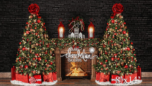 8x14-Black Brick Christmas-Black Dandelion Backdrops