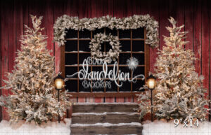 9x14-Red Barn Christmas-Black Dandelion Backdrops