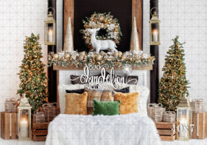 10x7-Poinsettia Christmas Bed-Black Dandelion Backdrops