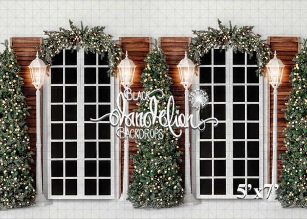 5x7-Christmas Courtyard-Black Dandelion Backdrops