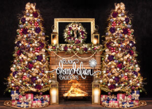 5x7-Golden Dahlia Christmas Double Tree-Black Dandelion Backdrops