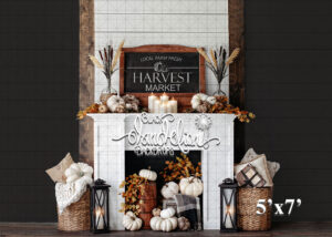 5x7-Harvest Market Fireplace-Black Dandelion Backdrops
