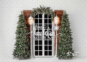 5x7-Single Snowy Christmas Courtyard-Black Dandelion Backdrops