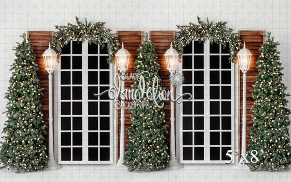 5x8-Christmas Courtyard-Black Dandelion Backdrops