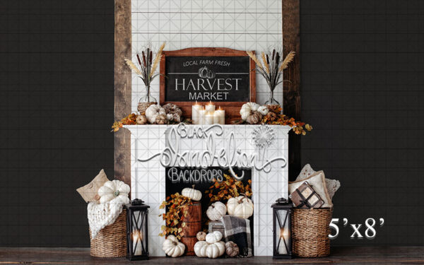 5x8-Harvest Market Fireplace-Black Dandelion Backdrops