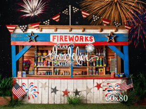 60x80-Firework Stand at Night with display-Black Dandelion Backdrops