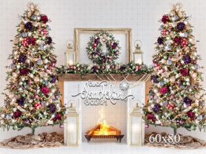 60x80-Golden Dahlia Christmas on White-Black Dandelion Backdrops