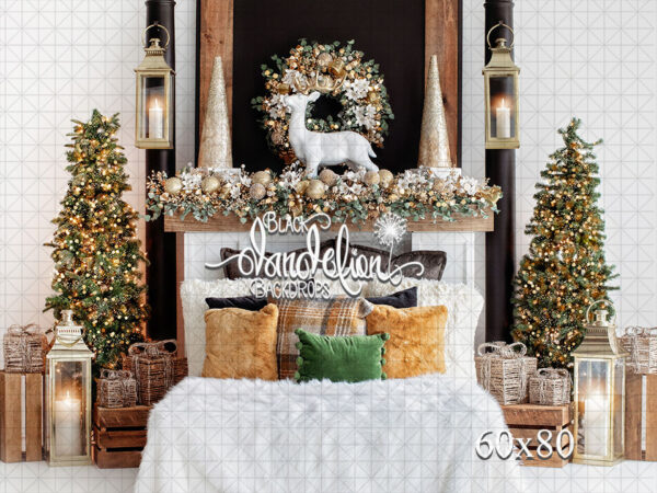 60x80-Poinsettia Christmas Bed-Black Dandelion Backdrops