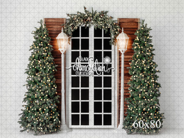 60x80-Single Snowy Christmas Courtyard-Black Dandelion Backdrops