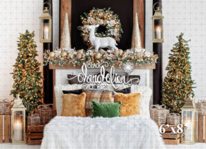 6x8-Poinsettia Christmas Bed-Black Dandelion Backdrops