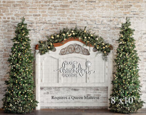 8x10-Countryside Christmas Headboard on Cream Brick-Black Dandelion Backdrops