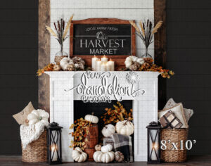 8x10-Harvest Market Fireplace-Black Dandelion Backdrops