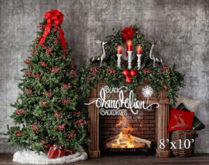 8x10-Reindeer Christmas-Black Dandelion Backdrops