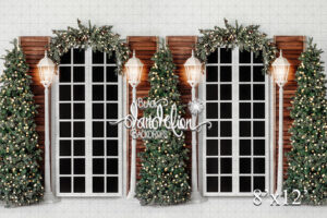 8x12-Christmas Courtyard-Black Dandelion Backdrops