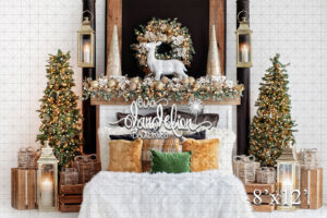8x12-Poinsettia Christmas Bed-Black Dandelion Backdrops
