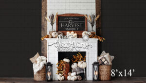 8x14-Harvest Market Fireplace-Black Dandelion Backdrops