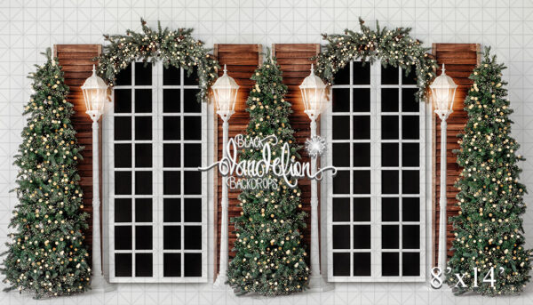 8x14-Christmas Courtyard-Black Dandelion Backdrops