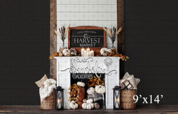 9x14-Harvest Market Fireplace-Black Dandelion Backdrops