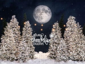 60x80-Snow White Tree Farm with Lights-Black Dandelion Backdrops