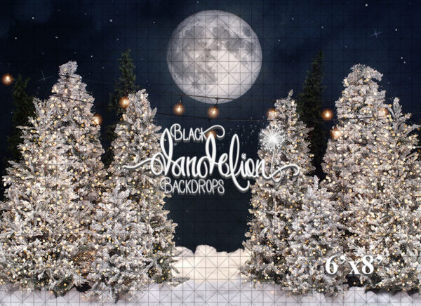 6x8-Snow White Tree Farm with Lights-Black Dandelion Backdrops