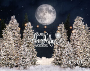 8x10-Snow White Tree Farm with Lights-Black Dandelion Backdrops