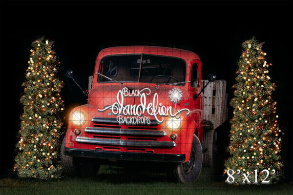 8x12-Red Truck Christmas-Black Dandelion Backdrops