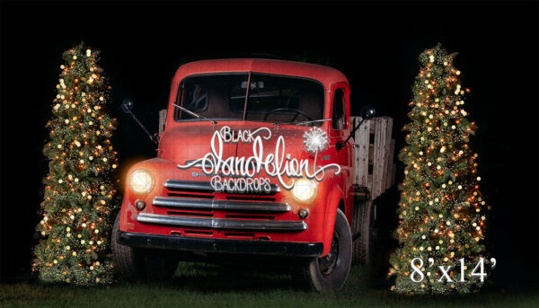 8x14-Red Truck Christmas-Black Dandelion Backdrops
