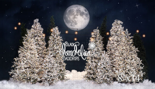 8x14-Snow White Tree Farm with Lights-Black Dandelion Backdrops